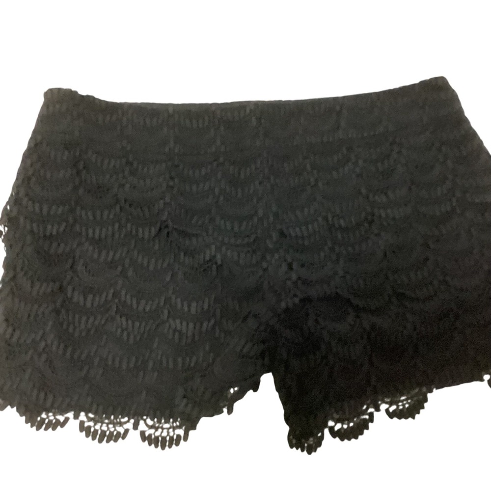 Ann Taylor LOFT Riviera Shorts Womens 14 Navy Lace Scalloped Side Zip Lined